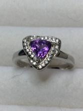 .925 14 Kt White Gold Overlay Exquisite  A A A Jewelry Store Quality Unheated Natural Amethyst 