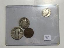 1927 COIN SET QUARTER, DIME, NICKEL, CENT