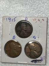 1915 P, D, S Lincoln Wheat Cent