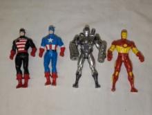 Four Marvel Action Figures Cpt America & Ironman