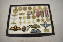 Mixed Military Awards and Patches in Case