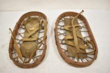 WWII Pair of Wood, Rope & Canvas Snow Shoes