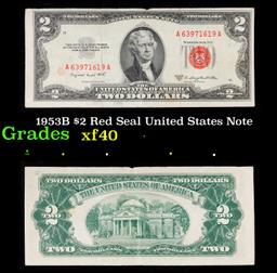 1953B $2 Red Seal United States Note Grades xf