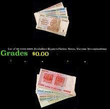 Lot of 10 2006-2008 Zimbabwe Hyperinflation Notes, Various Denominations