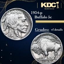 1934-p Buffalo Nickel 5c Grades vf details