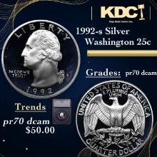 Proof 1992-s Silver Washington Quarter 25c Graded pr70 dcam BY SEGS