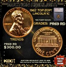 Proof 1962 Lincoln Cent TOP POP! 1c Graded pr69 rd By SEGS