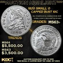 ***Auction Highlight*** 1820 Small 0 Capped Bust Dime 10c Graded Select+ Unc BY USCG (fc)