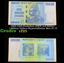 2007-2008 Zimbabwe (ZWR 3rd Dollar) 1 Million Dollars Hyperinflation Note P# 77 Grades vf+