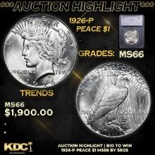 ***Auction Highlight*** 1926-p Peace Dollar 1 Graded ms66 By SEGS (fc)