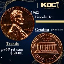 Proof 1962 Lincoln Cent 1c Grades Gem++ Proof Red Cameo