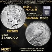 ***Auction Highlight*** 1922-s Peace Dollar 1 Graded ms65 By SEGS (fc)