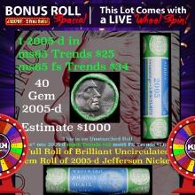 1-5 FREE BU Jefferson rolls with win of this2005-d 40 pcs US Mint $2 Nickel Wrapper