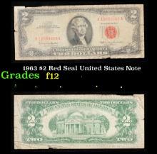 1963 $2 Red Seal United States Note Grades f, fine