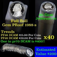 Gem Proof Roll 1988-s Jefferson nickel 5c, 40 pieces