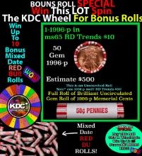 CRAZY Penny Wheel Buy THIS 1996-p solid Red BU Lincoln 1c roll & get 1-10 BU Red rolls FREE WOW