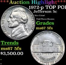 ***Auction Highlight*** 1972-p Jefferson Nickel TOP POP! 5c Graded GEM++ 5fs By USCG (fc)