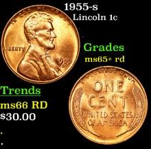 1955-s Lincoln Cent 1c Grades Gem+ Unc RD