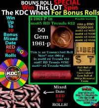 CRAZY Penny Wheel Buy THIS 1961-p solid Red BU Lincoln 1c roll & get 1-10 BU Red rolls FREE WOW