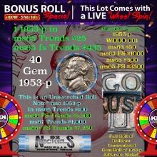 CRAZY Nickel Wheel Buy THIS 1991-p solid BU Jefferson 5c roll 40pcs & get 1-5 BU rolls FREE OBW