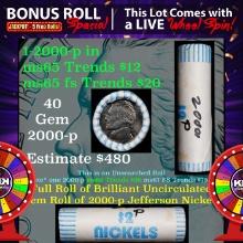 1-5 FREE BU Jefferson rolls with win of this2000-p 40 pcs Brandt $2 Nickel Wrapper