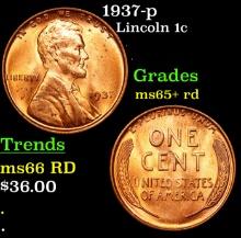 1937-p Lincoln Cent 1c Grades Gem+ Unc RD