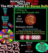 INSANITY The CRAZY Penny Wheel 1000s won so far, WIN this 1978-p BU RED roll get 1-10 FREE