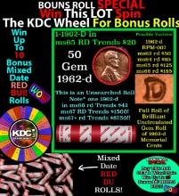 INSANITY The CRAZY Penny Wheel 1000s won so far, WIN this 1962-d BU RED roll get 1-10 FREE