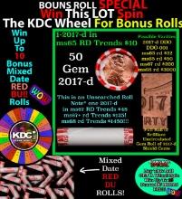 CRAZY Penny Wheel Buy THIS 2017-d solid Red BU Lincoln 1c roll & get 1-10 BU Red rolls FREE WOW Grad
