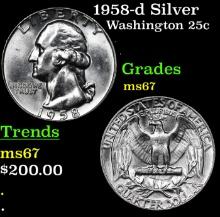 1958-d Washington Quarter Silver 25c Grades GEM++ Unc