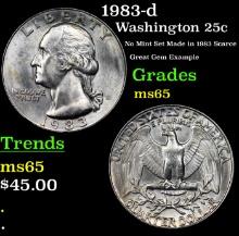 1983-d Washington Quarter 25c Grades GEM Unc