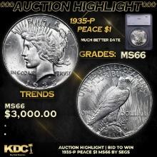 ***Auction Highlight*** 1935-p Peace Dollar 1 Graded ms66 BY SEGS (fc)
