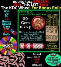 CRAZY Penny Wheel Buy THIS 1975-p solid Red BU Lincoln 1c roll & get 1-10 BU Red rolls FREE WOW