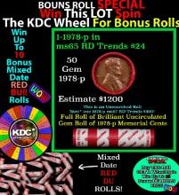 CRAZY Penny Wheel Buy THIS 1978-p solid Red BU Lincoln 1c roll & get 1-10 BU Red rolls FREE WOW