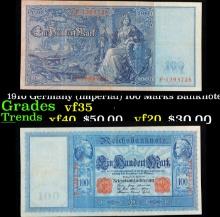 1910 Germany (Imperial) 100 Marks Banknote Grades vf++