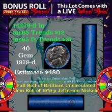 1-5 FREE BU Nickel rolls with win of this 1979-d SOLID BU Jefferson 5c roll incredibly FUN wheel