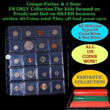 Unique Father & 2 Sons US ONLY Collection,The kids focused on Proofs and Dad on SILVER business stri