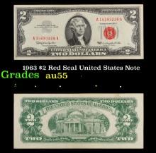 1963 $2 Red Seal United States Note Grades Choice AU