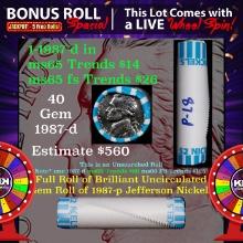 CRAZY Nickel Wheel Buy THIS 1987-d solid  BU Jefferson 5c roll & get 1-5 BU rolls FREE WOW