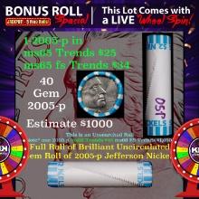 CRAZY Nickel Wheel Buy THIS 2005-p Ocean solid  BU Jefferson 5c roll & get 1-5 BU rolls FREE WOW