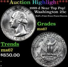 ***Auction Highlight*** 1988-d Washington Quarter Near Top Pop! 25c Graded ms67 BY SEGS (fc)