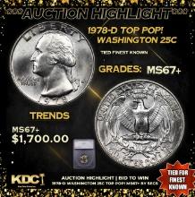 ***Auction Highlight*** 1978-d Washington Quarter TOP POP! 25c Graded ms67+ By SEGS (fc)
