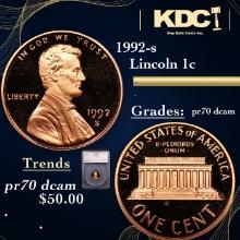 Proof 1992-s Lincoln Cent 1c Graded pr70 dcam By SEGS
