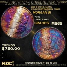 ***Auction Highlight*** 1888-o Morgan Dollar Steve Martin Collection Rainbow Toned $1 Graded GEM Unc