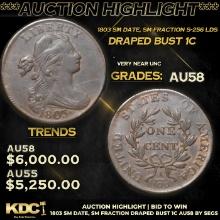 ***Auction Highlight*** 1803 Sm Date, Sm Fraction Draped Bust Large Cent 1c Graded au58 By SEGS (fc)