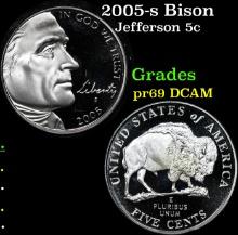 Proof 2005-s Bison Jefferson Nickel 5c Grades GEM++ Proof Deep Cameo