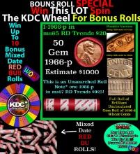 CRAZY Penny Wheel Buy THIS 1966-p solid Red BU Lincoln 1c roll & get 1-10 BU Red rolls FREE WOW