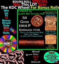 INSANITY The CRAZY Penny Wheel 1000s won so far, WIN this 1964-p BU RED roll get 1-10 FREE