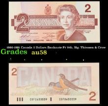 1986-1991 Canada 2 Dollars Banknote P# 94b, Sig. Thiessen & Crow Choice AU/BU Slider