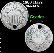 1866 Rays 5c Grades Shield Nickel N